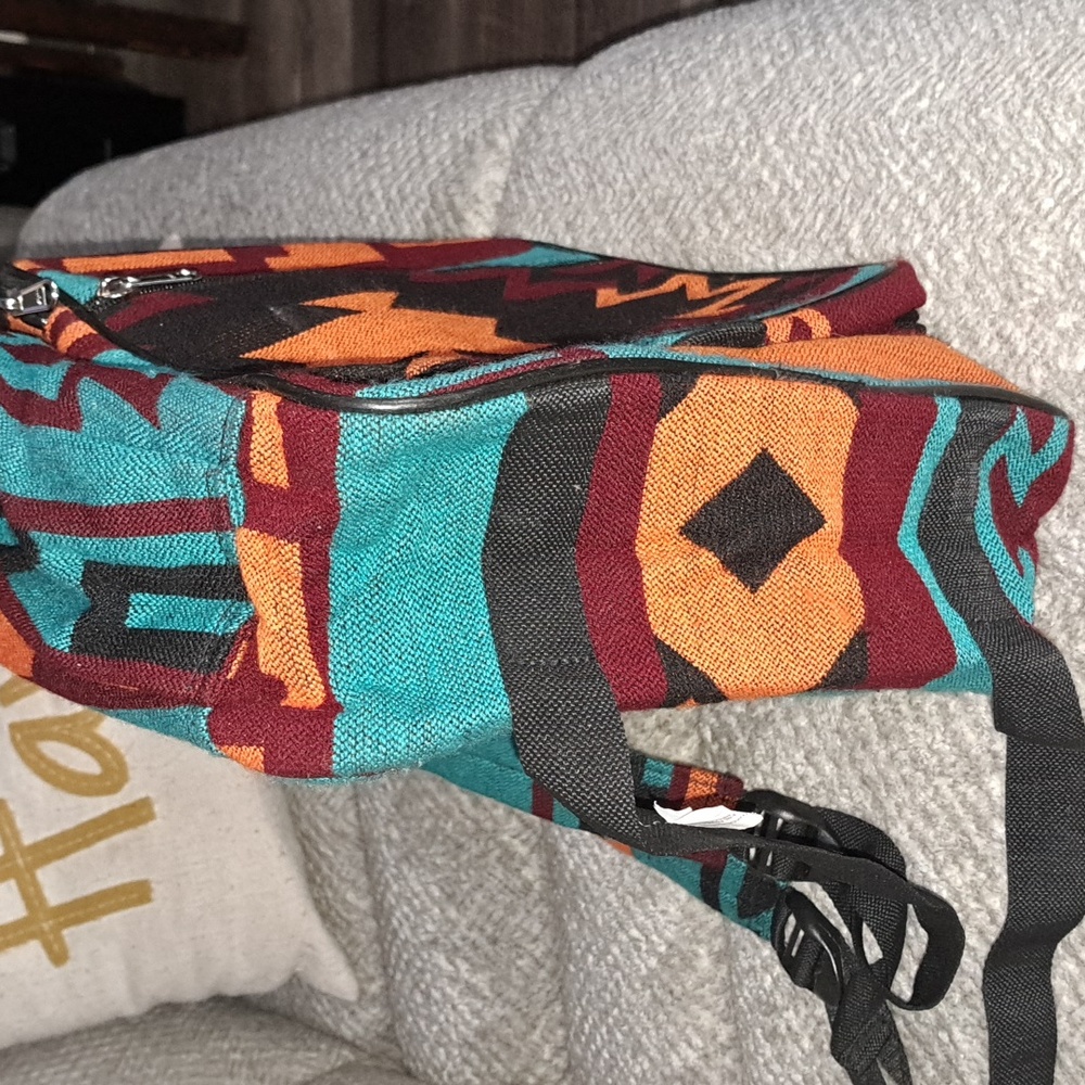 Tribal Patterned Backpack in Teal and Orange 100% Wool NWOT - Picture 7 of 7